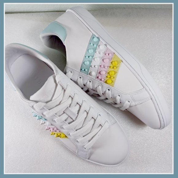 Guess White Women's Pastel Studded Sneakers Size 8, Guess Sneakers - Picture 9 of 9
